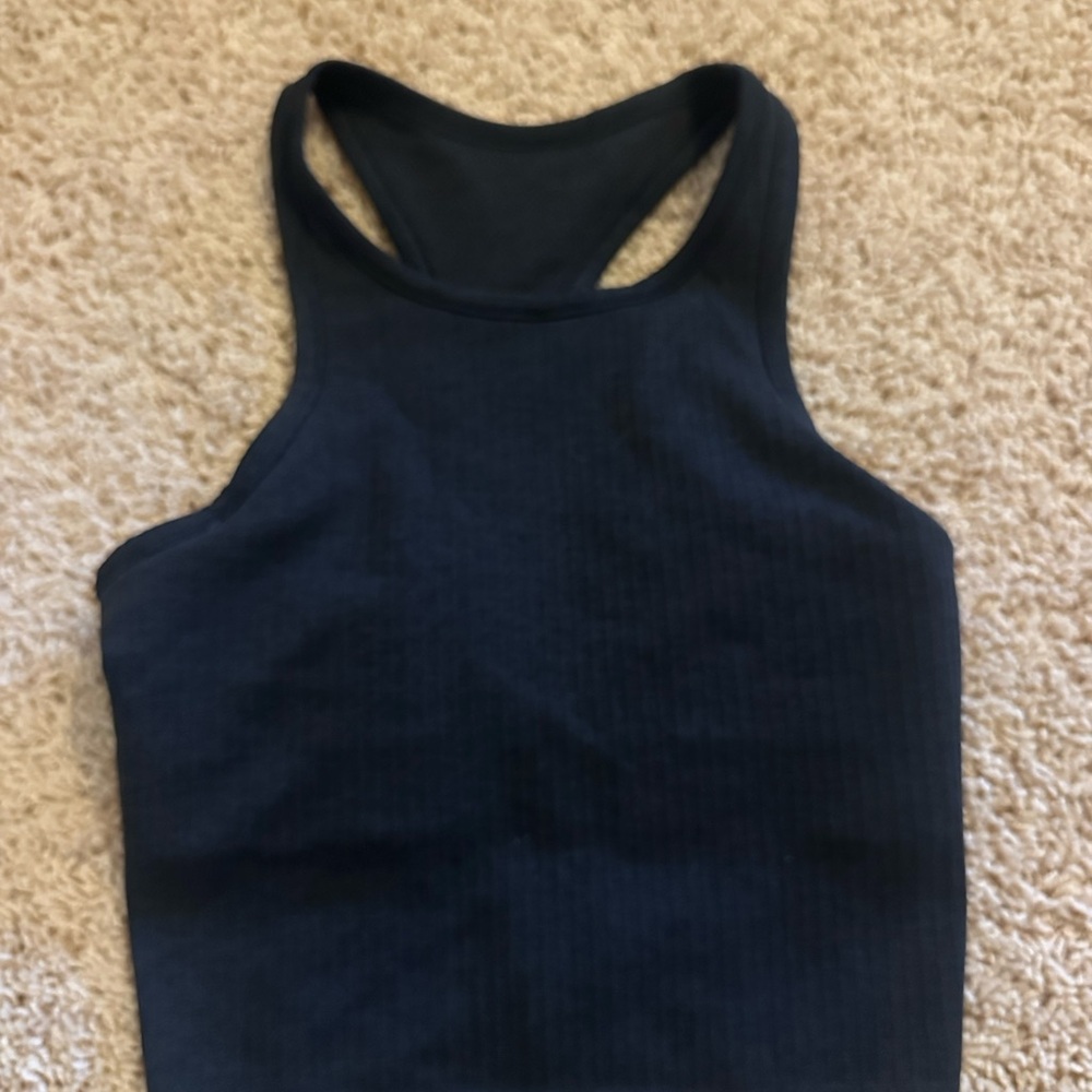 Lululemon Cropped High neck ebb to street Ribbed Racerback Tank Top - Black
